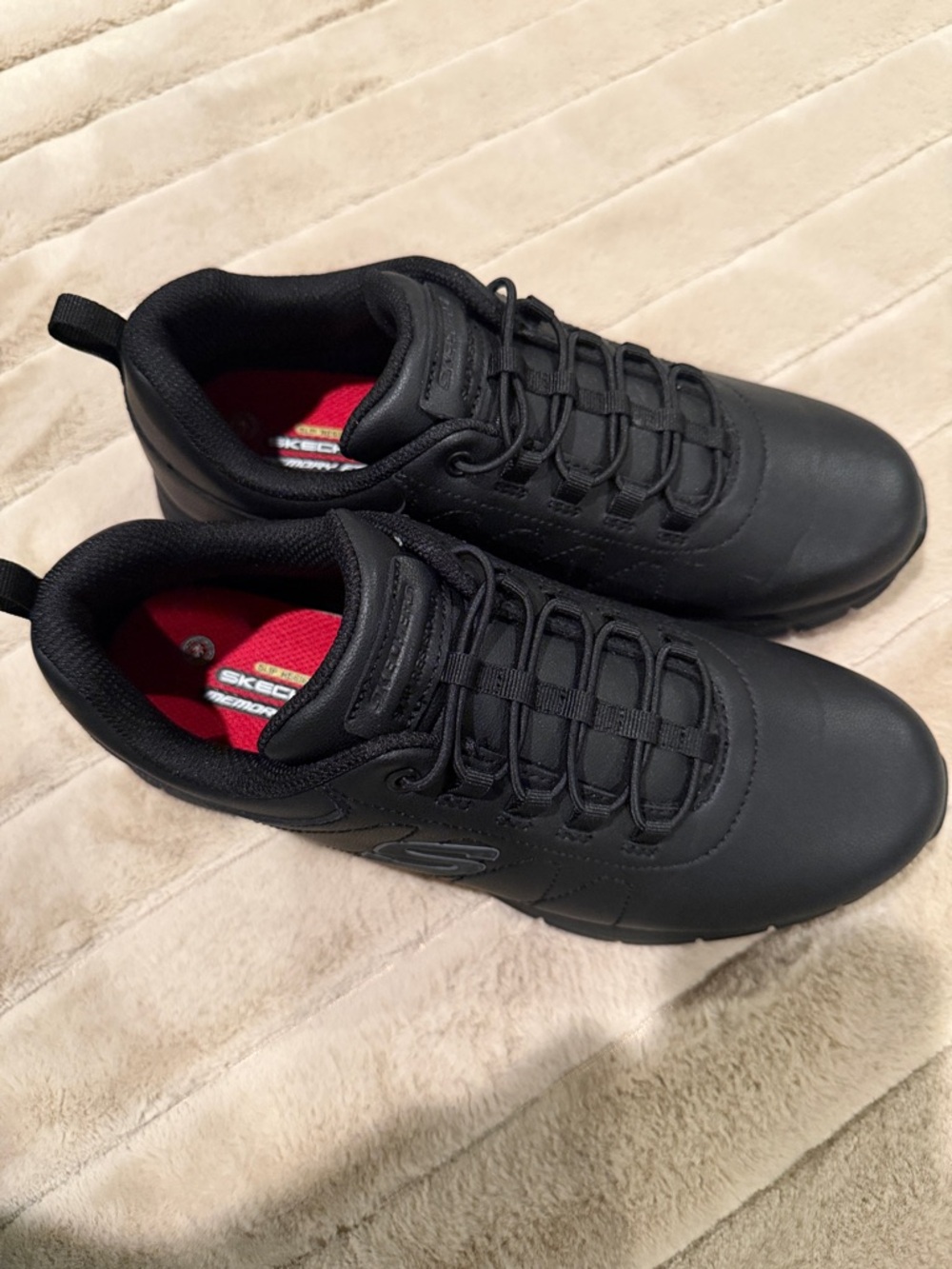 Skechers Men’s Black Athletic Lace-Up Sneakers with Red Insole